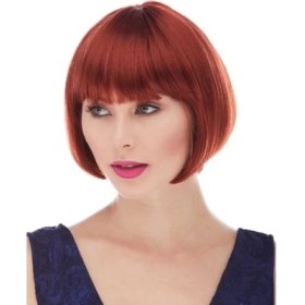 Resim Alvo Store Kızıl Renk Düz Kesim Astarlı Küt Parti Peruğu 