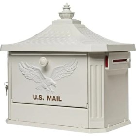 Resim Mailboxes Hamilton Cast Alüminyum Post-Mount Posta Kutusu, HM200WAM, Beyaz 
