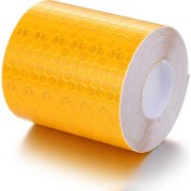 Resim Badem10 3 METRE Tüvtürk Onaylı Reflektörlü Reflektif Fosforlu Şerit Bant 5.5 cm Eninde Sarı Reflekte İkaz Bandı 
