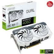 Resim Asus DUAL GeForce RTX 4060 White OC Edition 8GB 128 Bit DLSS 3 Ekran Kartı 