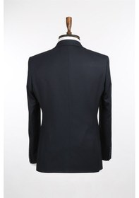 Resim Jakamen Lacivert Slim Fit Yelekli Sivri Yaka Erkek Takım Elbise Lacivert 