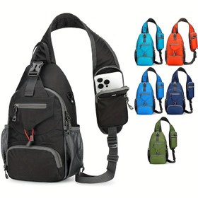 Resim OGEHUAFEE Kadınlar için Hafif Ayarlanabilir Çapraz Vücut Çantası - Çok Fonksiyonlu Göğüs Çantası, Dayanıklı Naylon Malzeme ile Outdoor Seyahat, Yürüyüş ve Günlük Kullanım İçin, Spor Tasarım Siyah/Mavi/Ordu Yeşili, Elastik Bağlantı İpi Aksesuar 