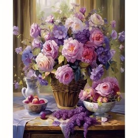 Resim Yetişkinler için Sayılarla Boyama DIY Tuval Boyama Kiti, Çiçek Düzeni Deseni, Ev Dekorasyonu 40.64x50.8 cm - Fırça ve Akrilik Boyalar ile El Sanatları Malzemeleri 
