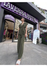 Resim Krep Kumaş Ayrobin Kumaş - Haki Renk-186 Haki 