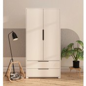 Resim Vertex Mobilya Flora 2 Kapaklı 2 Çekmeceli Gardırop Beyaz Elbise Dolabı 
