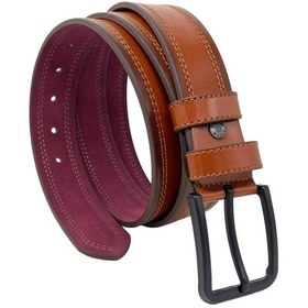 Resim Süzer Deri 4 Cm.lik Spor Suni Deri Çift Dikişli Model Erkek Kemer Kahverengi Taba 
