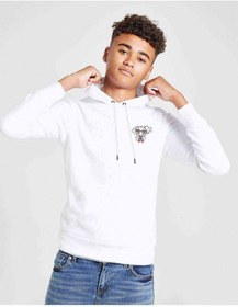 Resim Tshirthane Papyonlu Köpek Göğüs Baskılı Unisex Çocuk Kapüşonlu Beyaz Sweats 
