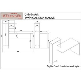 Resim Kalenderdekor1 Kalender Dekor New Twin Çalışma Masası Twn01 Beyaz 