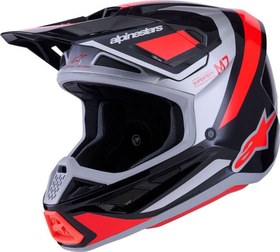 Resim Alpinestars S-M7 RIS Off-Road Kaskı Kırmızı Gümüş 