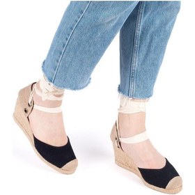 Resim Gerçek Elişi Siyah Ipli Dolgu Topuk Keten Espadril Handmade Siyah 