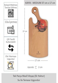 Resim Yekpare Masif Ahşap Sunum Kesme Tahtası Desenli Kayın Medium 3 
