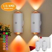 Resim 2 adet Şarj Edilebilir LED Akıllı Gece Lambası Hareket Sensörlü Duvar Apliksi, RGB Gradyan Ortam Işığı, Ayarlanabilir İç Mekan Işığı, Manyetik Merdiven Işığı, Giriş Yolu, Yatak Yanı, Masa, Dolap, Acil Durum için 