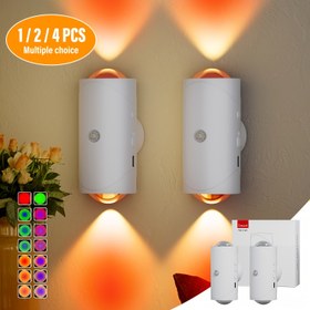 Resim 2 adet Şarj Edilebilir LED Akıllı Gece Lambası Hareket Sensörlü Duvar Apliksi, RGB Gradyan Ortam Işığı, Ayarlanabilir İç Mekan Işığı, Manyetik Merdiven Işığı, Giriş Yolu, Yatak Yanı, Masa, Dolap, Acil Durum için 