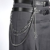 Resim 1 adet Hip-Hop Punk Yıldız Pantolon Zincir - Erkekler ve Kadınlar için Çok Yönlü Çinko Alaşımlı Günlük Aksesuar, Günlük Giyim veya Partiler için Mükemmel, Partiler Aksesuarı|Şık Aksesuar|Dayanıklı Metal Zincir 