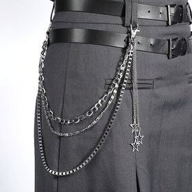 Resim 1 adet Hip-Hop Punk Yıldız Pantolon Zincir - Erkekler ve Kadınlar için Çok Yönlü Çinko Alaşımlı Günlük Aksesuar, Günlük Giyim veya Partiler için Mükemmel, Partiler Aksesuarı|Şık Aksesuar|Dayanıklı Metal Zincir 