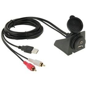 Resim Usb 2.0 Ve 2 Rca Erkek - Usb 2.0 Ve 3.5mm Dişi Adaptör Kablosu, Araba Gömme Montajlı, Uzunluk: 2m 