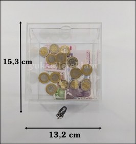 Resim Pleksi Kilitli Şeffaf Bağış Kumbarası -Sadaka Kutusu 