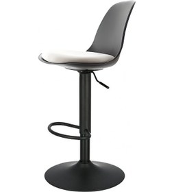 Resim Bürocci Nadya Bar Sandalyesi - Beyaz Deri - Mat Siyah Ayaklı Yüksek Bar Taburesi - 9537y0109 Beyaz 