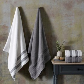 Resim Taç Velvet Pure Cotton Hamam Set Beyaz-Antrasit 