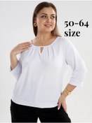 Resim Sleek Styles Büyük Beden Şık Bluz 391991078 Beyaz 