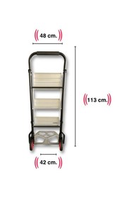 Resim Endokon Portatif Çekçekli Merdiven - Tekerlekli - İkisi Bir Arada - 3 Basamaklı 