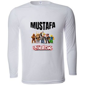 Resim Hepsimex İsme Özel Roblox Çocuk Tişört Uzun Kollu Unisex Beyaz 