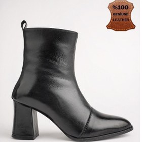 Resim Muggo Chevy Garantili Hakiki Deri Fermuarlı Topuklu Kadın Bot Siyah 