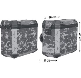 Resim Gp Kompozit Dsn01 Universal 40 Lt X 2 Desenli Alüminyum Motosiklet Yan Çanta Seti 