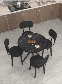Resim Mygusi Azra Mutfak Masa Takımı 90 Cm Bendir Masa + 4 Sandalye Siyah 