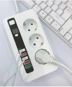 Resim Hobimtek H-03 Üçlü Priz 5 Usb Portlu Akıllı 2500w On/off Düğmeli 2 Metre Uzatma Kablolu Priz 