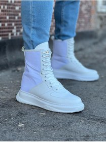 Resim WG Fashion Mp012 Bt Bağcıklı Paraşüt Kumaş Ortopedik Yüksek/kalın Taban Su Ve Soğuk Geçirmez Erkek Bot Beyaz 