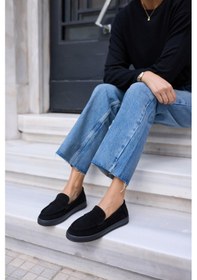 Resim Craft Kadın Siyah Deri Suet Loafer Ayakkabi Siyah 