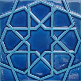 Resim Armada Çini 20x20 Cm Rölyefli Kobalt Selçuklu Yıldızı Deseni Çini Karo 