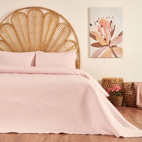 Resim Nuvomon Flos Çift Kişilik Yatak Örtüsü Seti - Pembe 