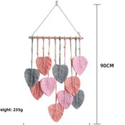 Resim Hangfox Pembe C Modeli El Dokuma Pamuk Ipli Yaprak Desenli Boho Stili Duvar Dekoru - Ev Dekorasyonu Odalarınız İçin Zenginleştirici Duvar Örtüsü 