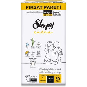 Resim Sleepy Extra Günlük Aktivite Fırsat Paketi Bebek Bezi 1 Yenidoğan Numara 50 Adet - Standart / Standart 