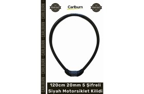 Resim Carlburn #kilit Güvenlikli Zırhlı Çelik Halatlı YM747 120CM 20MM 5 Şifreli Siyah Motorsiklet Kilidi 