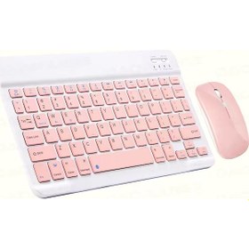 Resim Schitec Kablosuz Klavye Ve Mouse Set Type-c Şarjlı Bluetooth 2.4g Bağlantlılı Pembe Diğer 
