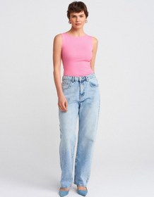 Resim Dilvin 71782 Kar Yıkama Denim Mom Pantolon-mavi Mavi 