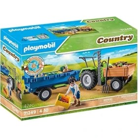 Resim Hype Store Playmobil Country 71249 Römorklu Traktör, Taşıma Kutuları Dahil, Organik Çiftlik Için Yeşil Traktör, 4 Yaşından Büyük Çocuklar Için Sürdürülebilir Oyuncak 