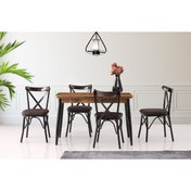Resim Sweet Home Masa Sandalye Silva Açılır Masa Ceviz 4 Adet Çapraz Sandalye Takım 
