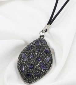 Resim biuti Parlak Siyah Taşlı Mor Doğal Taşlı Araba Dikiz Ayna Süsü, Yeni Araba Hediyesi 