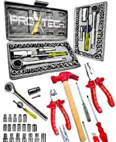 Resim PROXTECH Çok Fonksiyonlu 48 Parça Krom Çelik Cırcırlı Lokma Pense,yankeski,tornavida Kontrol Kalemi Ful Paket 