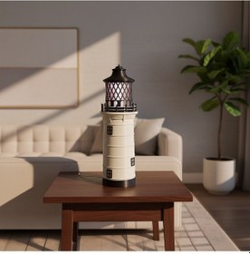 Resim Fibrika Store Deniz Feneri Dekoratif Gece Lambası - Mat Yüzeyli Modern Işık Beyaz 