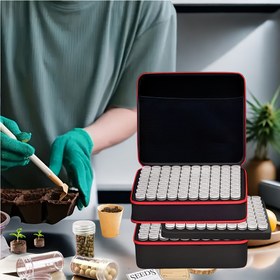 Resim Tohum Düzenleyici Kutu, Çok Bölmeli Bahçe Sebze Tohumu Koleksiyonu ve Depolama Kutusu, Taşınabilir Su Geçirmez Tohum Düzenleyici Seti, Taşıma Saplı Kare Plastik Tohum Depolama Kabı 