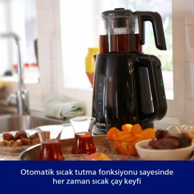 Resim Philips Daily Collection Çay Makinesi, 1700W, 1,9 Lt Su Isıtıcısı, Otomatik Sıcak Tutma, Cam Demlik, HD7301/00 