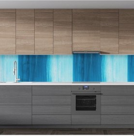 Resim Mutfak Tezgah Arası Folyo Fayans Kaplama Folyosu Mavi Boya Desen 