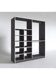 Resim Kenzlife giysi dolabı fikret 180*180*45 gri gardırop 