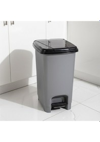 Resim Porsima 0123 Pedallı Metalize Banyo Mutfak Çöp Kovası Siyah Kapaklı Slim Pedallı Çöp Kovası 15 Litre Siyah 