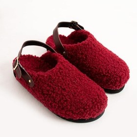 Resim Moshe Kadın Kürklü Tek Tokalı Bordo Sandalet Bordo 39 